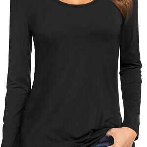 Tops for Women Basic Long Sleeve T Shirts Plain Casual Loose Fit Round Neck Tee